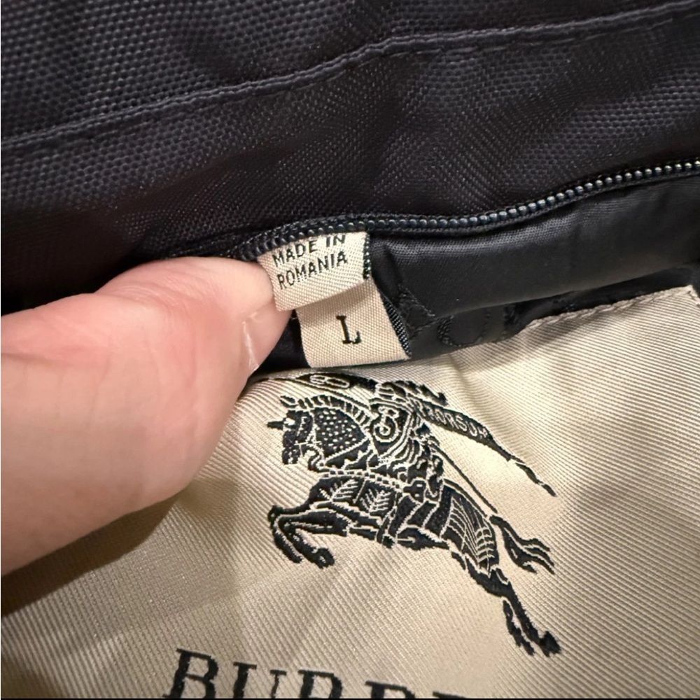 Burberry Black Zip Up Button Coat Size Large Over Coat - Picture 9 of 14